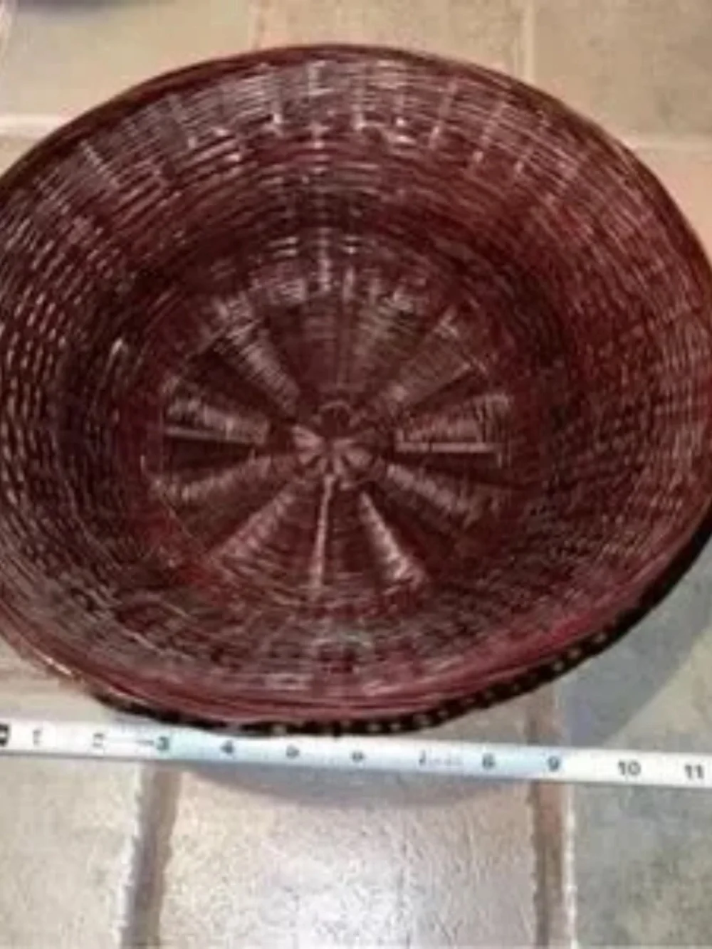 Vintage Cottage Core Boho Red Wicker Basket
